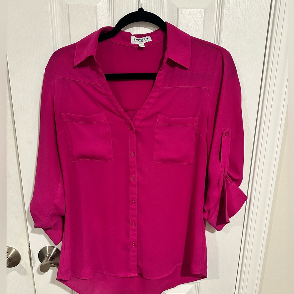 Express Fuchsia Button-Up Shirt